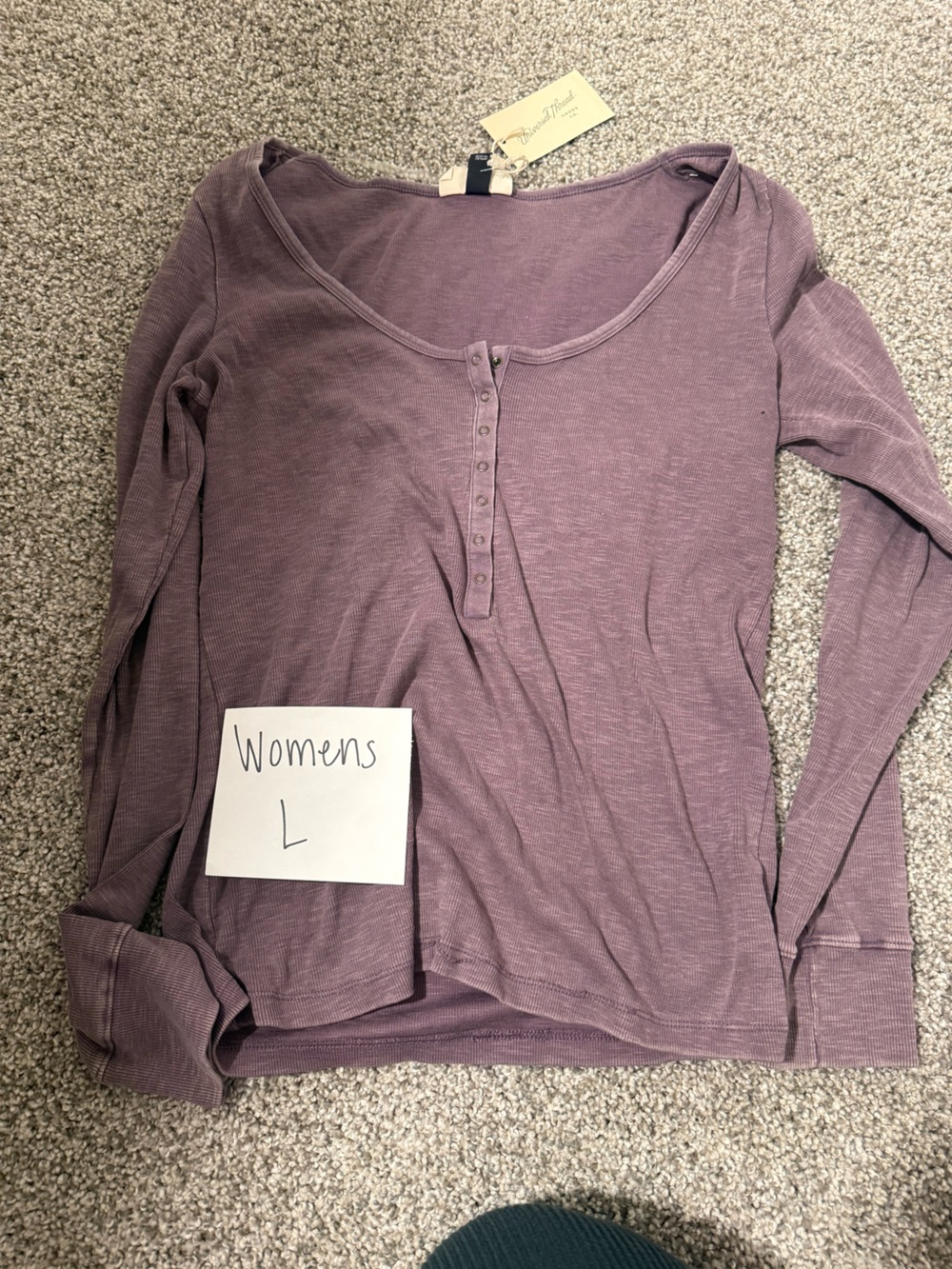 Universal Thread Scoop Neck Henley Top - Mauve